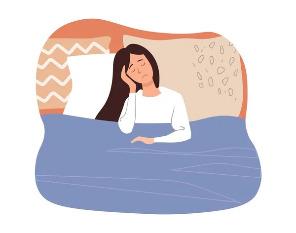 Mädchen leidet an Schlaflosigkeit — Stockvektor