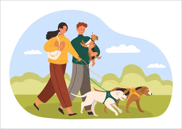 Perro amantes pareja concepto — Vector de stock