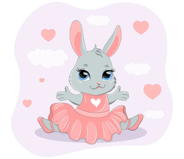 Cute baby bunny ballerina — Stock Vector