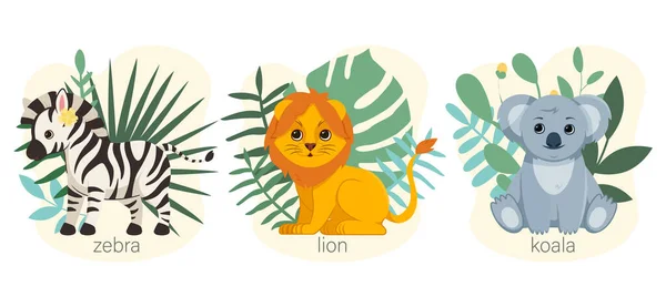 Милые животные в джунглях — стоковый вектор