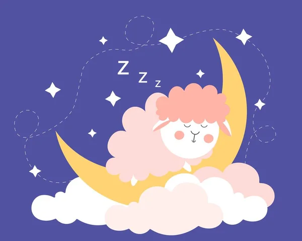 Πρόβατα ύπνου στο φεγγάρι έννοια — Διανυσματικό Αρχείο