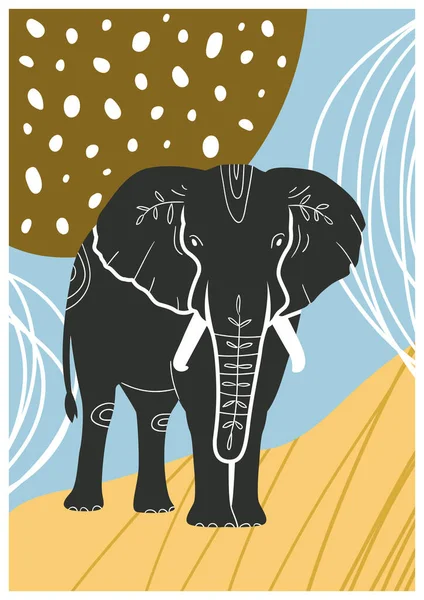 Silueta de elefante abstracta — Vector de stock