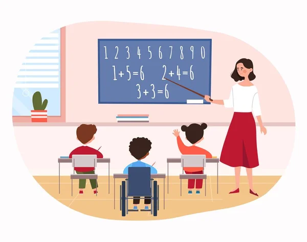 Disabled child in classroom — Stock Vector