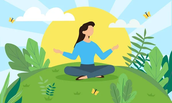 Meditation on nature — Stock Vector