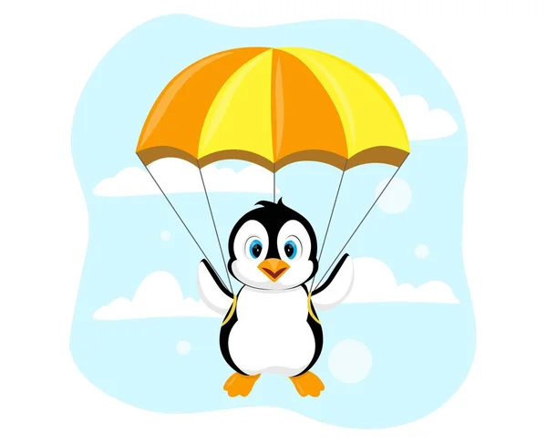 Pingüino con paracaídas — Vector de stock