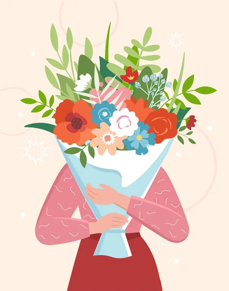 Persoon met bloemen — Stockvector