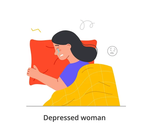 Triste pleurant concept de femme — Image vectorielle