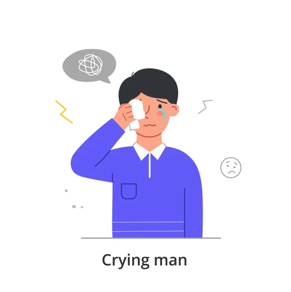 Sad crying man concept — Stock Vector