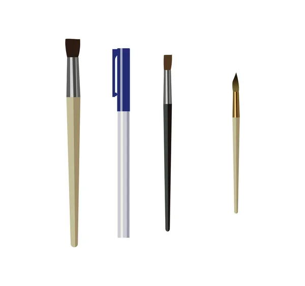 Brushes and pen — Vetor de Stock