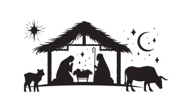 Siluet İsa doğdu