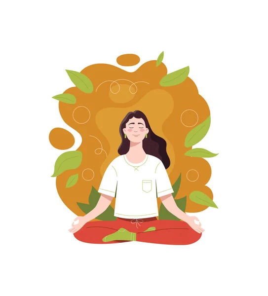 Woman meditation on nature — Stock Vector