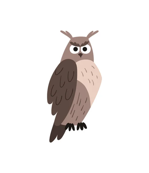 Angry grey owl — Vetor de Stock