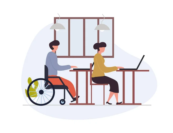 Disabled person in wheelchair working on laptop computer Stock Vector by ©mentalmind 434285388