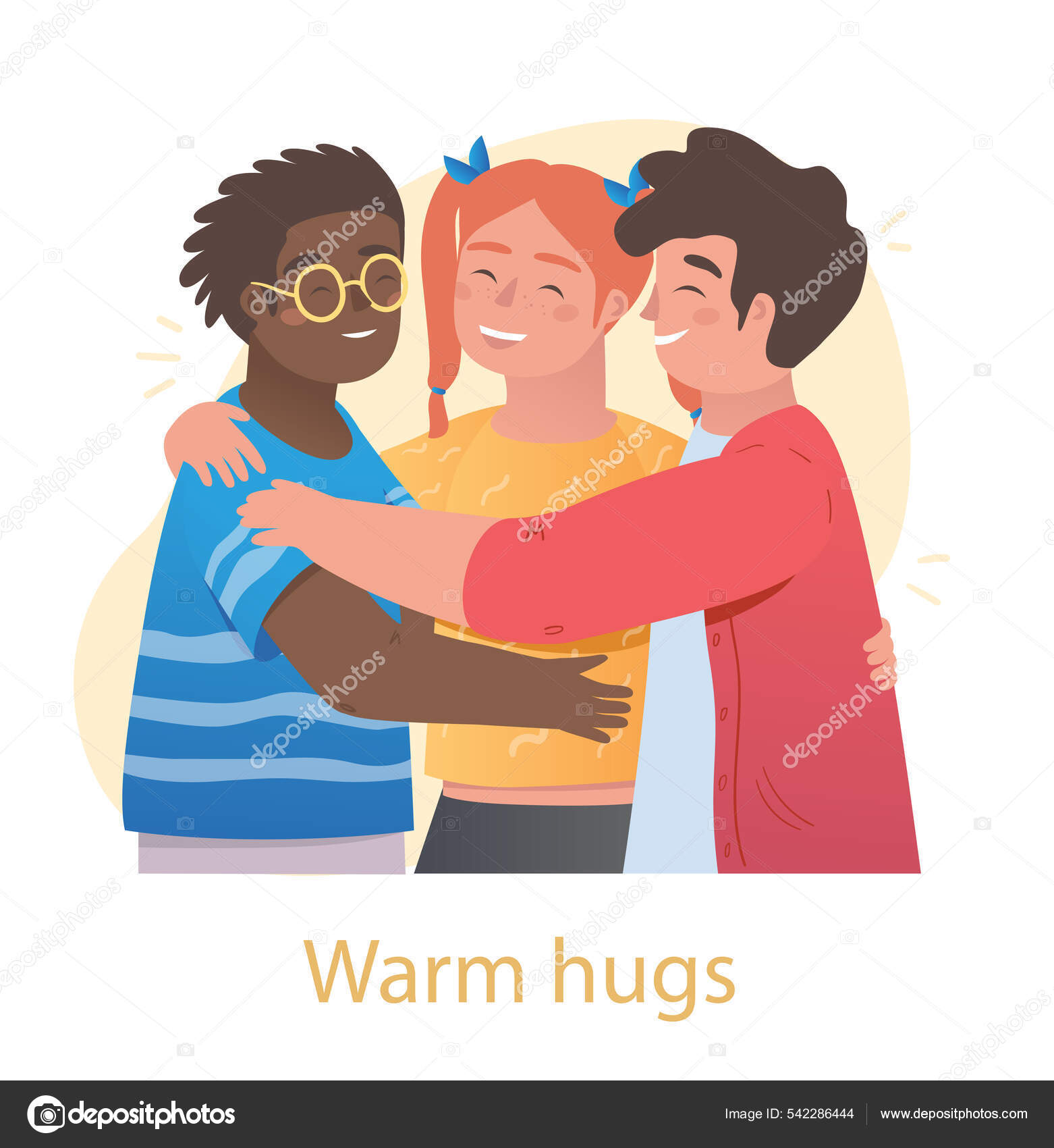 孩子间温暖的拥抱图库矢量图©mentalmind 542286444, image size:1562x1700