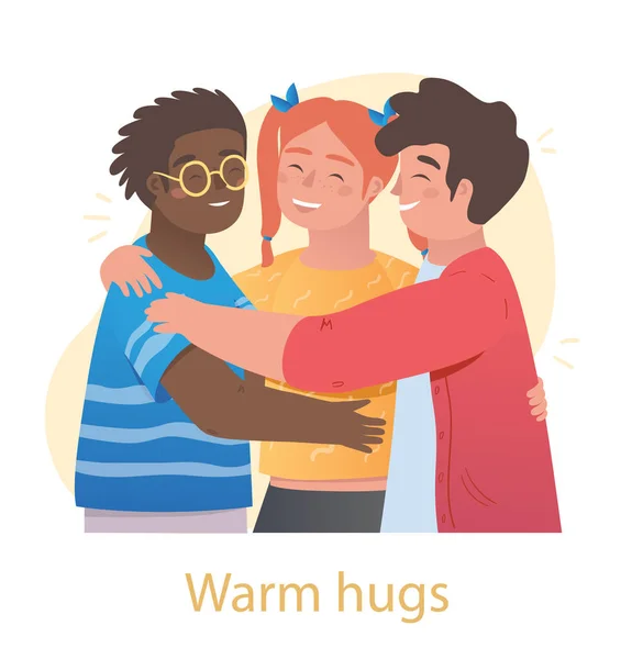 Warm hugs between kids — Stock Vector
