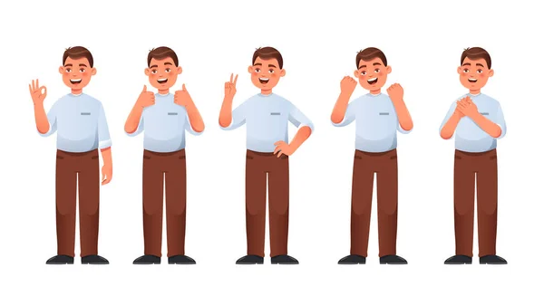 Set of positive and approving gestures — Stock Vector