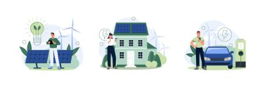 Yel değirmenleri ve Güneş Enerjisi Panelleri olan Modern Eko Özel Evi.