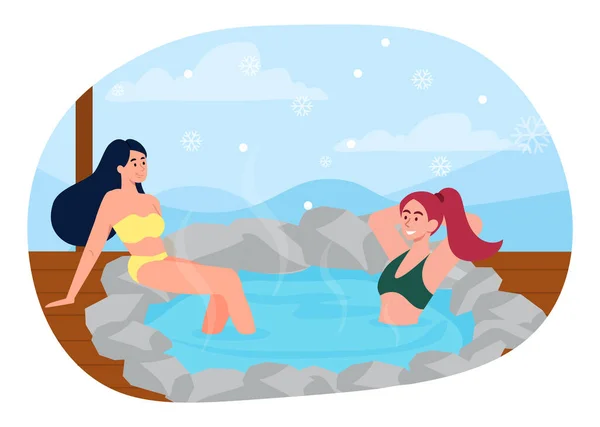 Donne in piscina calda — Vettoriale Stock