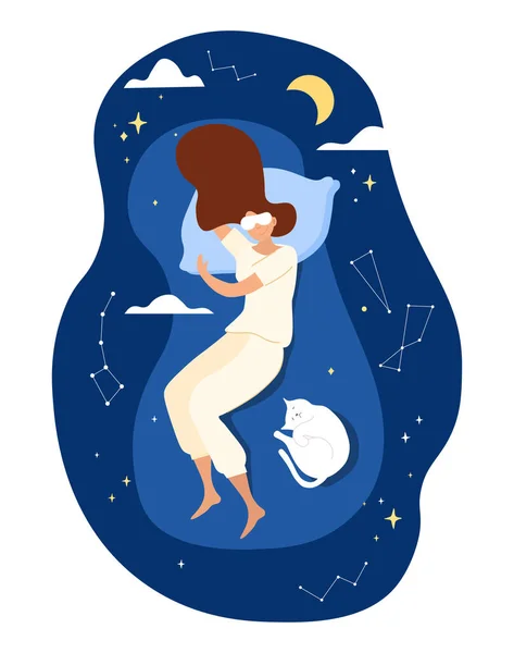 Женщина спит в комфорте — стоковый вектор