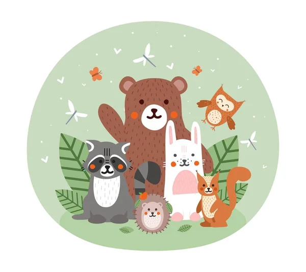 Happy together animals — Stock Vector