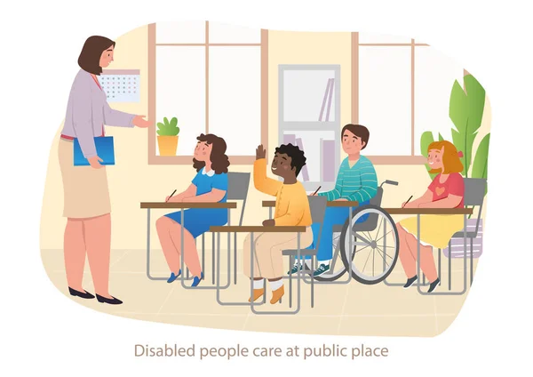 Pessoa com deficiência em local público — Vetor de Stock
