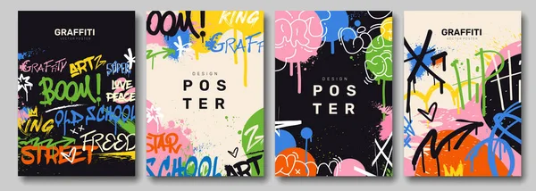 Soyut grafiti posterleri.