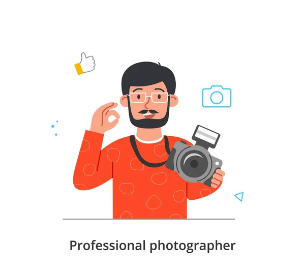 プロの写真家やカメラマンの抽象概念 — ストックベクタ