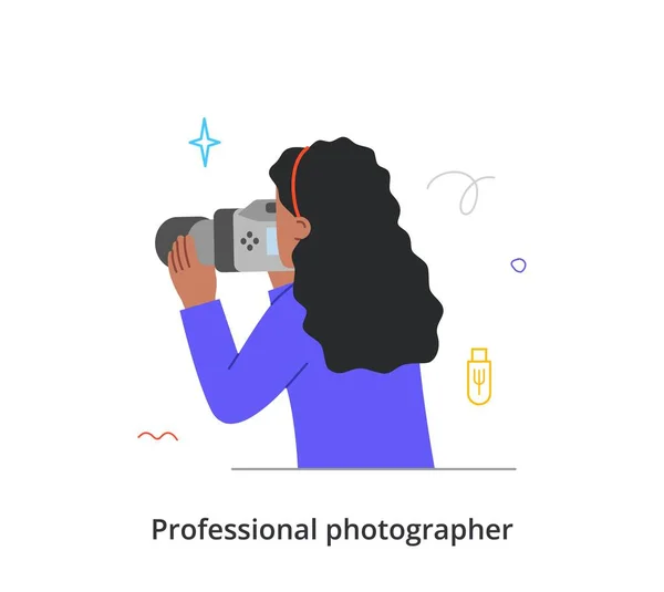 プロの写真家やカメラマンの抽象概念 — ストックベクタ