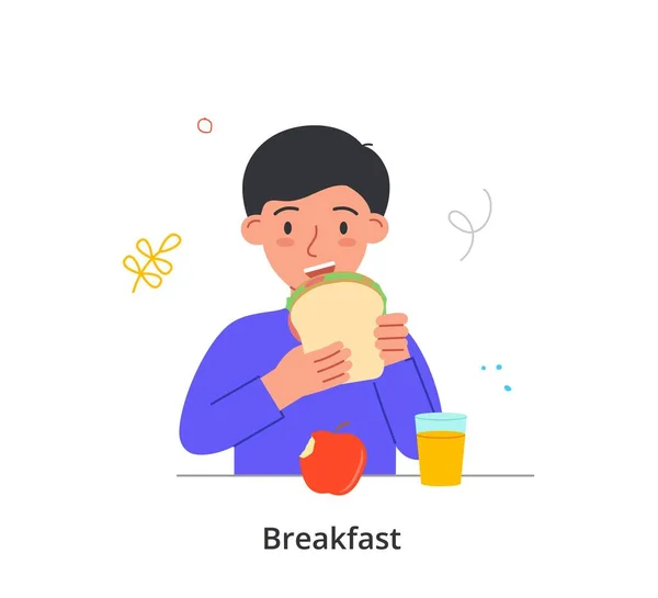 Дитина снідає або обідає концепція — стоковий вектор
