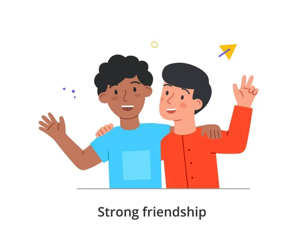 Meleg ölelés a kis barátság fogalma között — Stock Vector