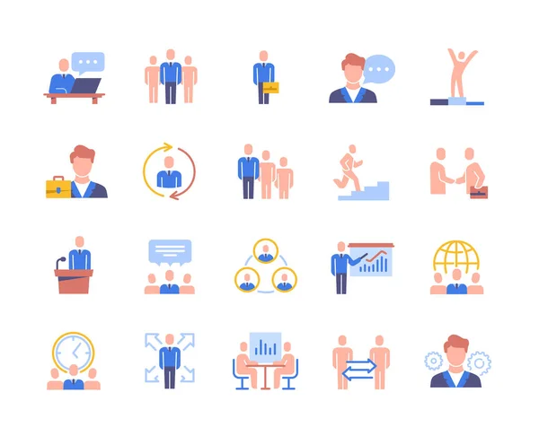 Set di icone colorate relative alla gente d'affari — Vettoriale Stock