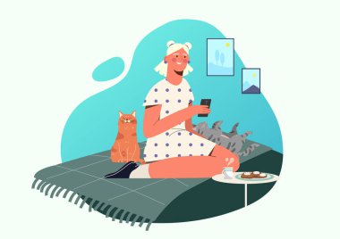 Ev kavramında güzel bir kız dinleniyor.