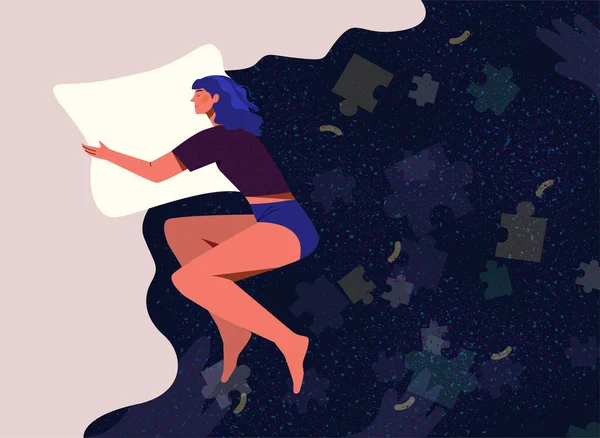 Personnage féminin dans le rêve concept abstrait — Image vectorielle