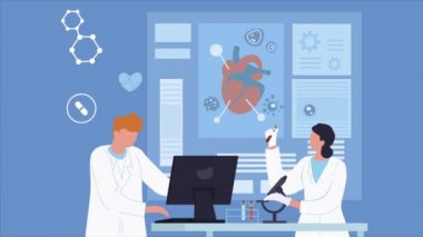 Bilim insanları ve laboratuvar video konsepti