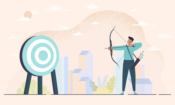 弓箭手与目标抽象概念的人 — 图库矢量图片