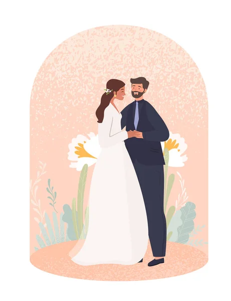 Couple nouvellement marié d'homme et de femme — Image vectorielle