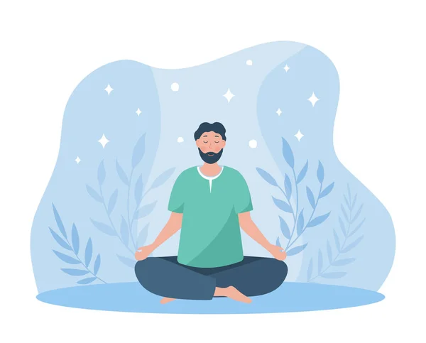 Meditation Sitzen Charakter Lotusposition Entspannung Und Ruhe Ruhe Und Inneres — Stockvektor