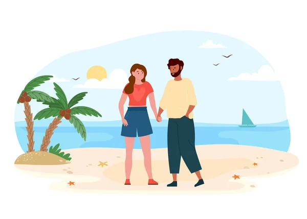 Menschen Auf Dem Laufenden Mann Und Mädchen Strand Urlaubsreisen Abenteuer — Stockvektor