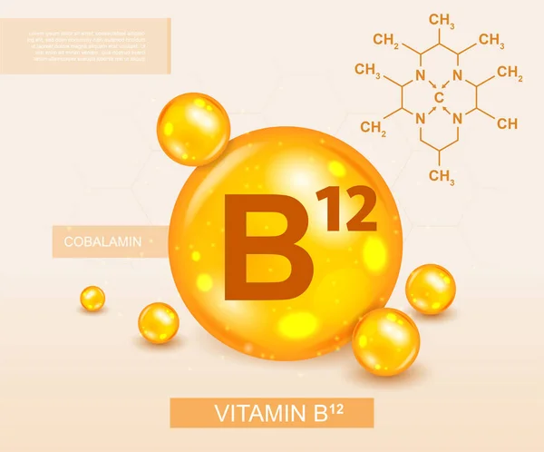 B12 Vitaminkoncept Friska Fetter Som Lätt Absorberas Kroppen Optimal Balans — Stock vektor