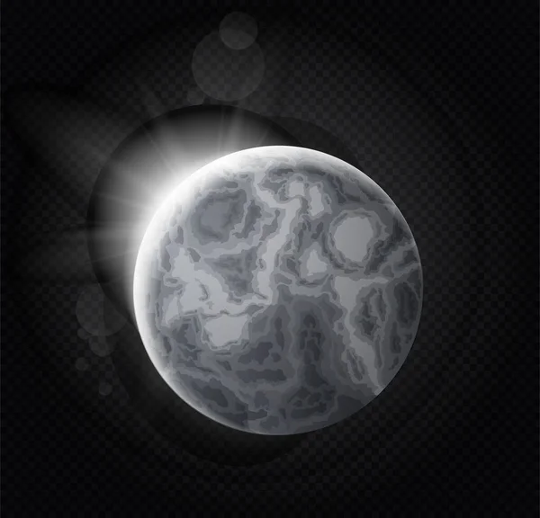 Lune Réaliste Sur Fond Transparent Satellite Terre Élément Système Solaire — Image vectorielle