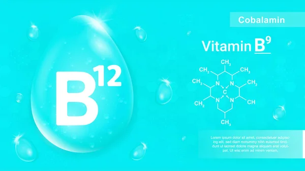 B12 Vitamin Blå Idrottstillskott För Personer Som Leder Aktiv Livsstil — Stock vektor