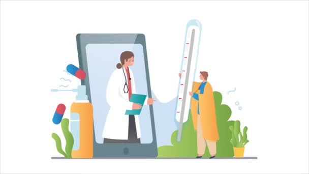 Medicina en línea y concepto de vídeo sanitario — Vídeo de stock