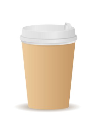 Kağıt ambalaj kupası. Kahve ya da çay, özel ısı koruma malzemeleri. Kafeler ve yemek şirketleri için ekipman. Çalışanlar ve öğrenciler için sıcak, ferahlatıcı içecekler. Karikatür izometrik vektör çizimi