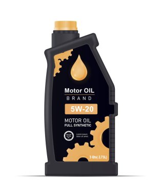 Makine motoru yağı. Makinenin bakımı için uzun plastik şişe. Makineler için sentetik sıvı, vites yağlama, sıvı bırakma. Sosyal medya etiketleri. Çizgi film düz vektör çizimi