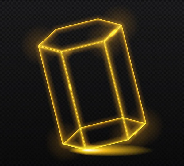 Prisma Hexagonal Amarelo Néon Figuras Volumétricas Para Design Site Luz — Vetor de Stock