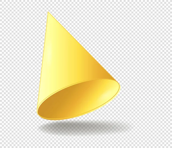 Altın külah. Sanal evler inşa etmek için gerçekçi ve parlak bir nesne. Video oyunları, geometri, öğrenme ve eğitim için hazırlanır. Çocuklar için eğitim unsuru. Gerçekçi vektör illüstrasyonu
