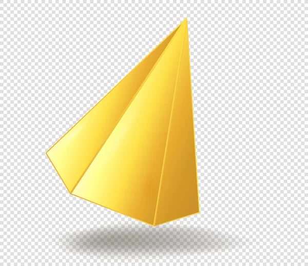 Golden Figure Hexagonal Pyramid Render Luxury Object Precious Metals Virtual — Stock Vector