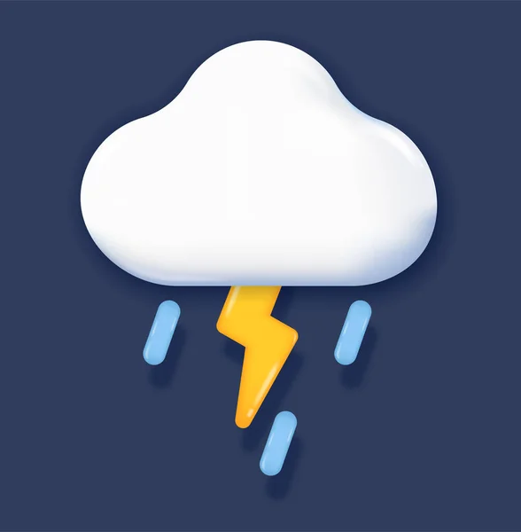 Значок Погоды Элемент Пользовательского Интерфейса Приложения Облаком Молнией Дождем Гроза — стоковый вектор