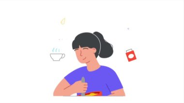 Gülümseyen kişi mutfak video konseptiyle yemek pişiriyor.