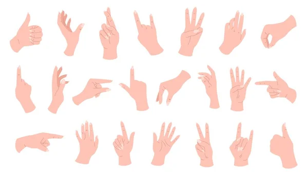 Ein Satz Hände Posiert Bunte Aufkleber Mit Verschiedenen Positiven Und — Stockvektor